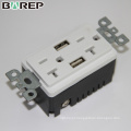 BAS20-2USB UL listed standard outlet 20A 125V gfci electrical socket